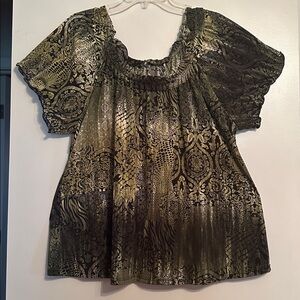 Gold and Black Patterned Blouse